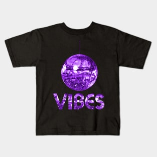 70s Purple Discoball Vibes Kids T-Shirt